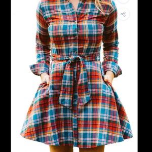 Kiel James Patrick Cozy Cabin Flannel Dress in Foliage Run